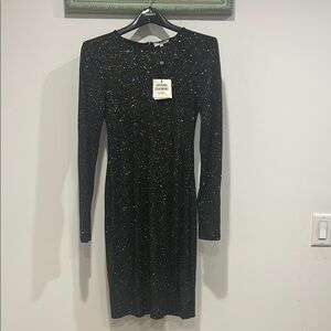Opening Ceremony Elegant Black Sparkle Dress mini long sleeve size medium new